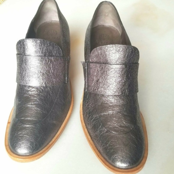$450 COCLICO METALLIC Wedge Heel LOAFERS 38.5 - Picture 2 of 8